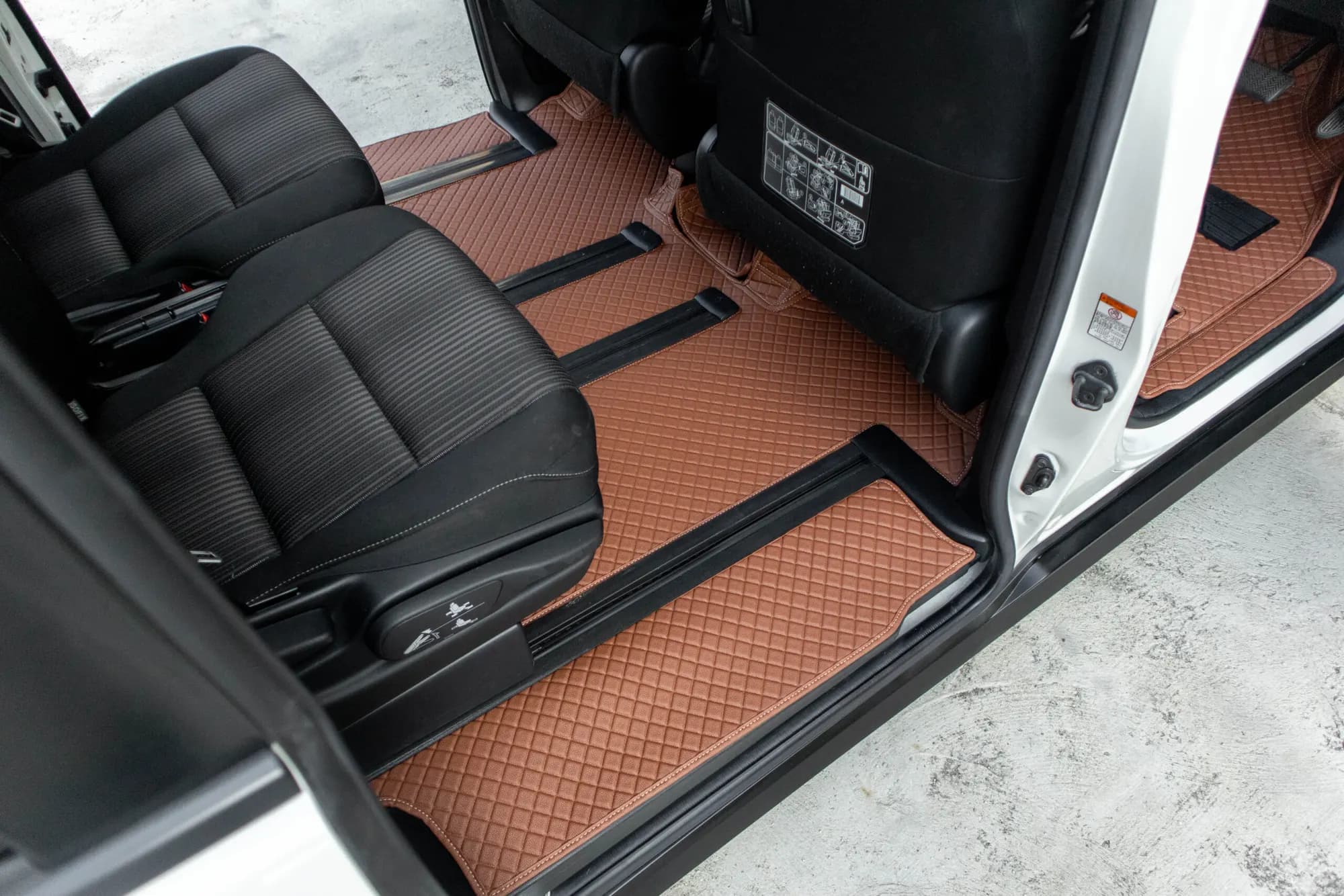 Small MPV second row with brown 3D car mats