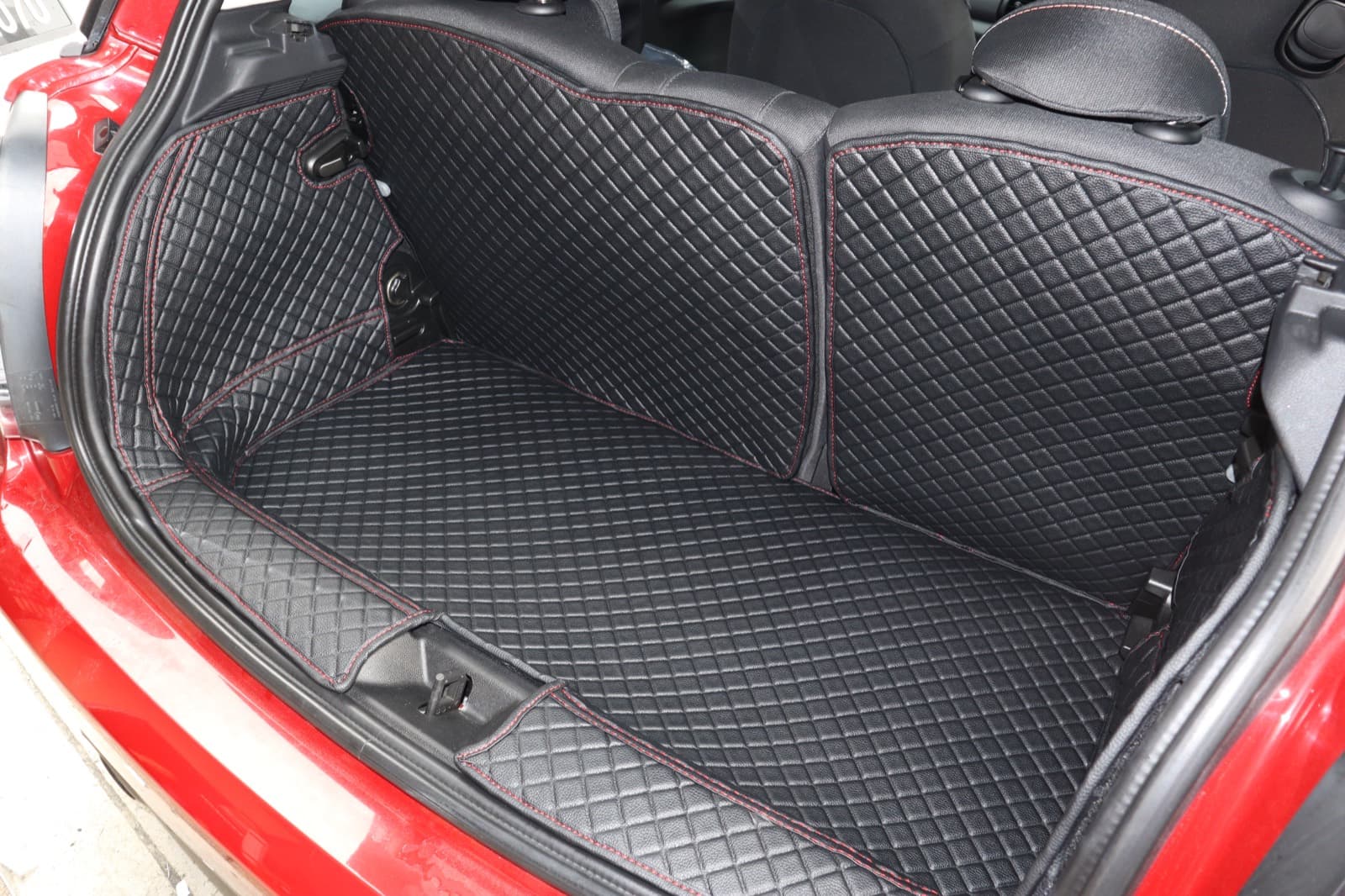 Mini Cooper 3 Door with Ottoman custom-fit seat covers and 3D car mats