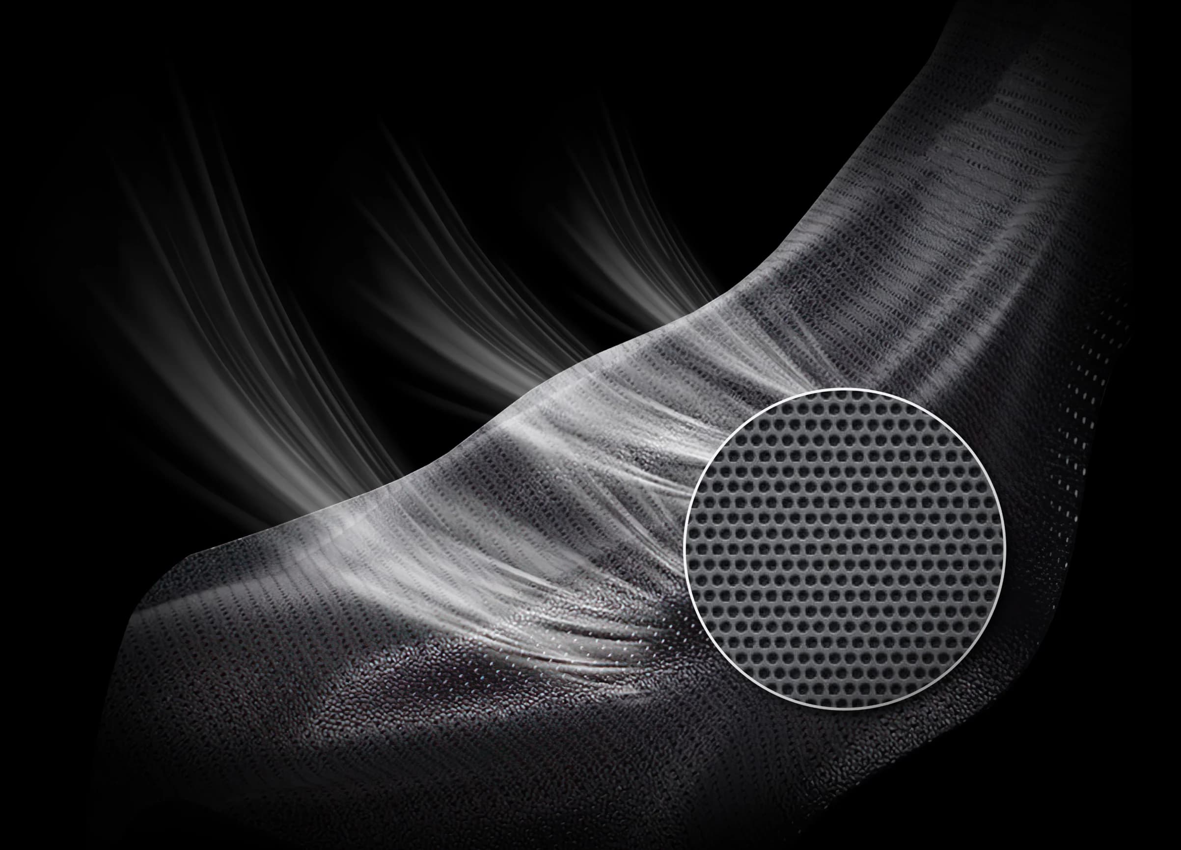 Air flowing through the perforated surface of a seat cover