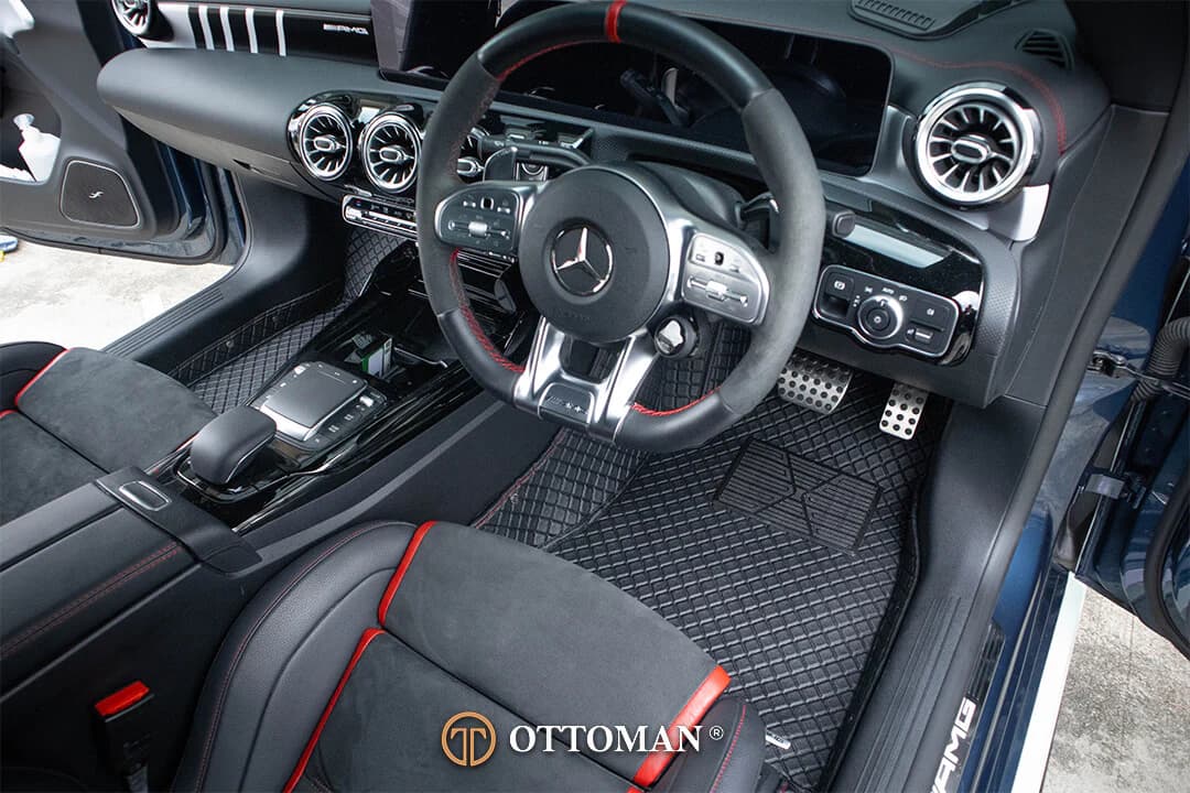 Driver's footwell fitted with Classic Series 3D car mats in Black