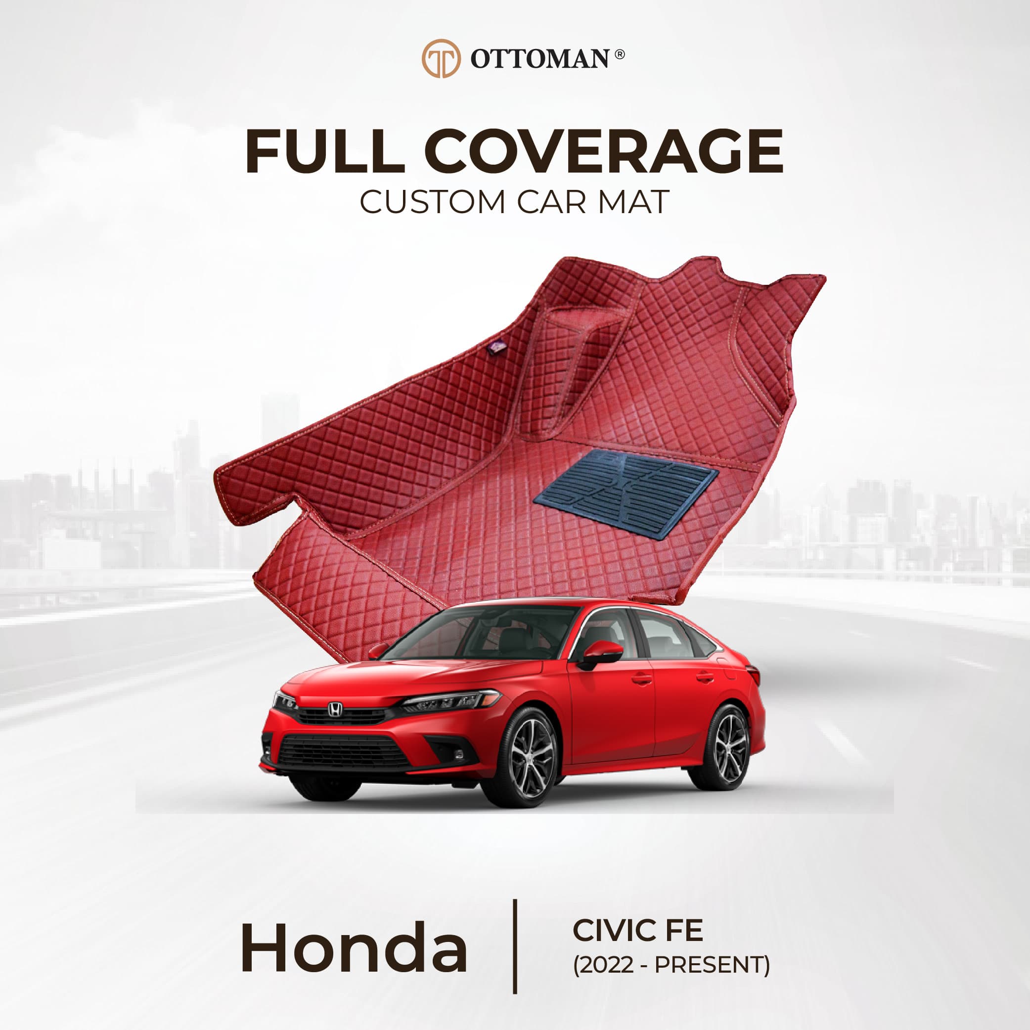 Honda Civic with Ottoman custom-fit seat covers and 3D car mats
