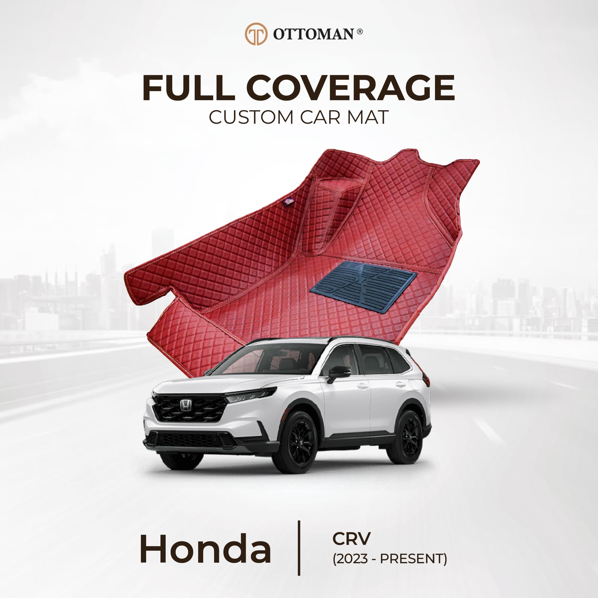 Honda CRV with Ottoman custom-fit seat covers and 3D car mats