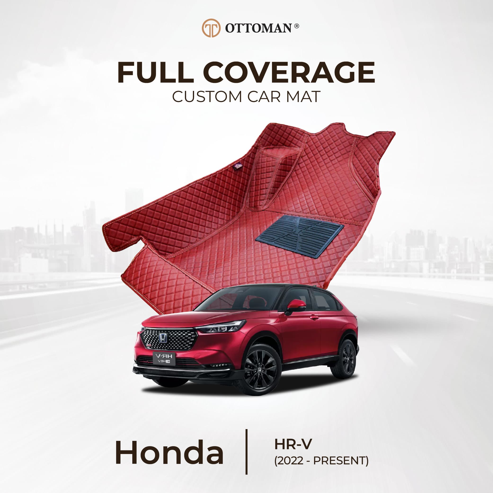 Honda HRV with Ottoman custom-fit seat covers and 3D car mats