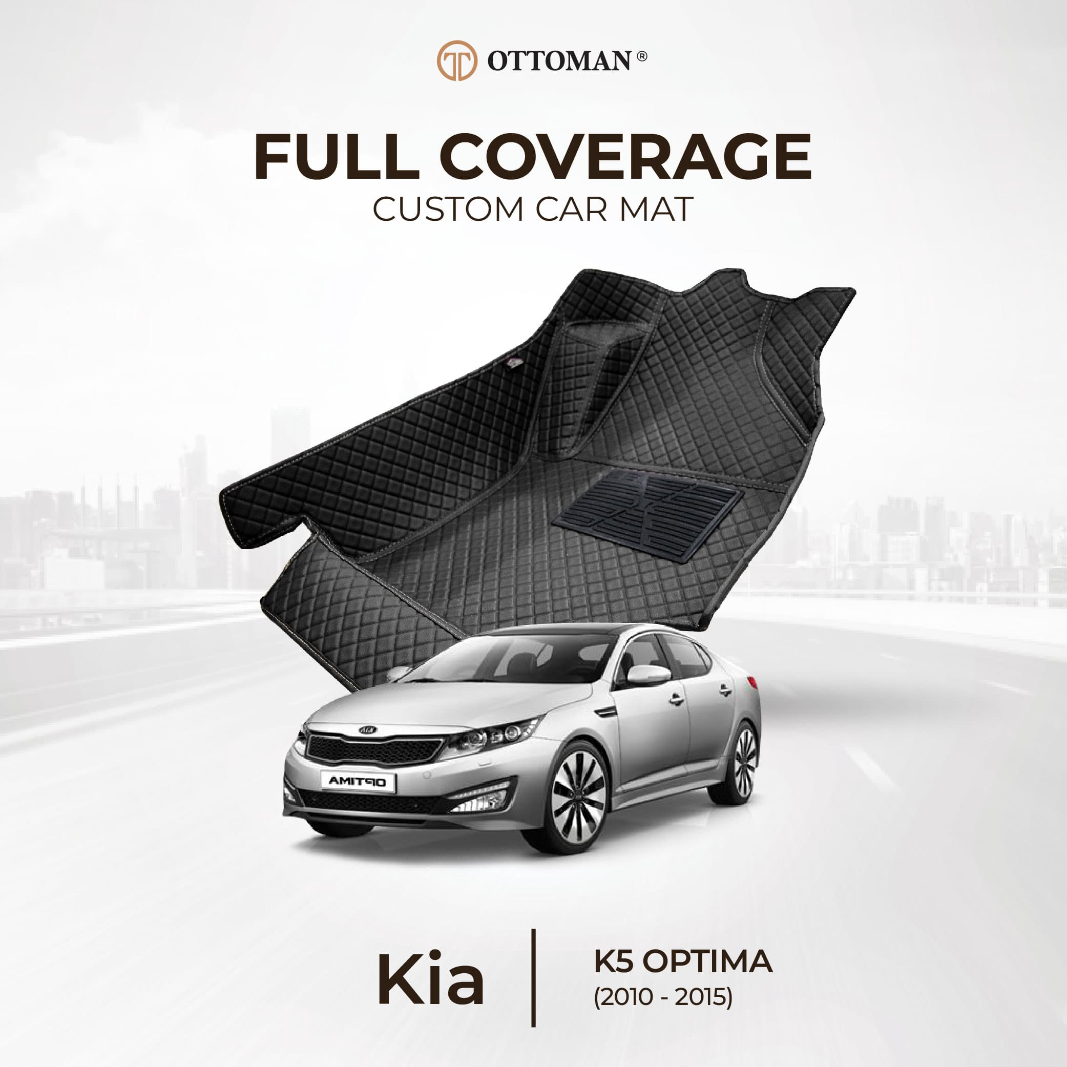 Kia K5 Optima with Ottoman custom-fit seat covers and 3D car mats