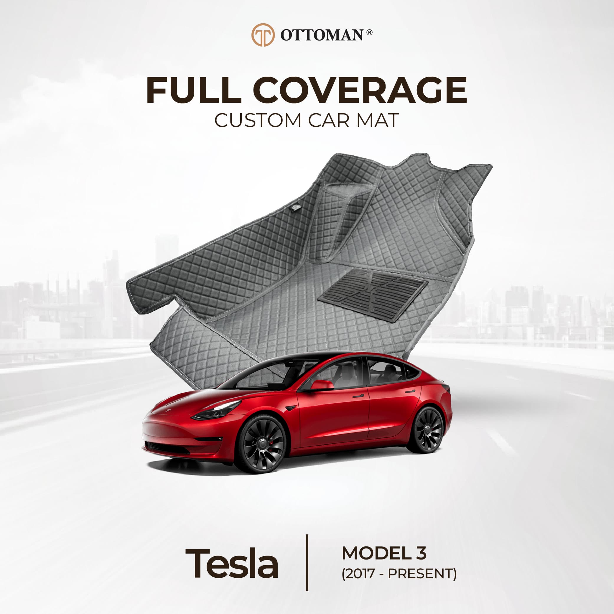 Tesla Model 3 with Ottoman custom-fit 3D car mats