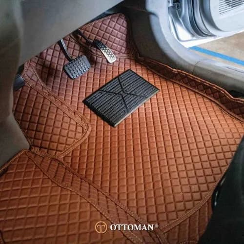 Perodua Alza fitted with Porsche Orange 3D car mats