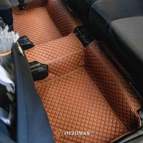 Perodua Alza fitted with Porsche Orange 3D car mats