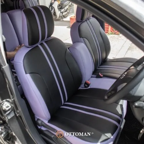 Perodua Alza fitted with Black & Purple + Purple seat covers