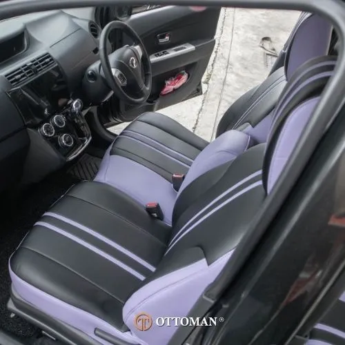 Perodua Alza fitted with Black & Purple + Purple seat covers