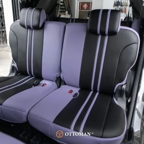 Perodua Alza fitted with Black & Purple + Purple seat covers