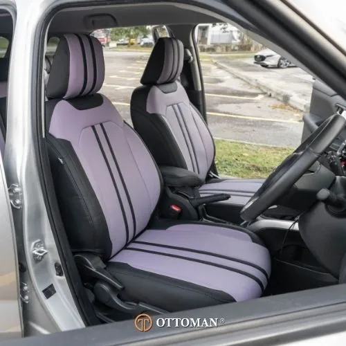 Perodua Ativa fitted with Purple & Black + Black seat covers