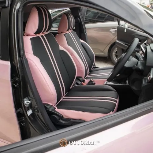 Perodua Axia fitted with Black & Pink + Pink seat covers
