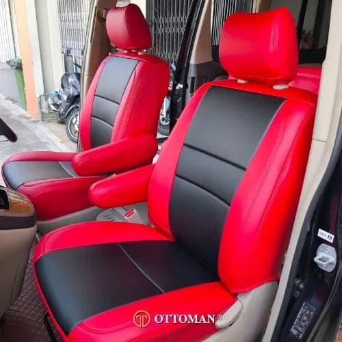 Toyota Alphard fitted with Black & Red seat covers