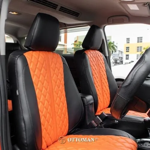 Toyota Sienta fitted with Orange & Black seat covers