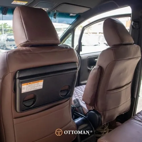 Toyota Voxy fitted with White & Brown + Brown seat covers