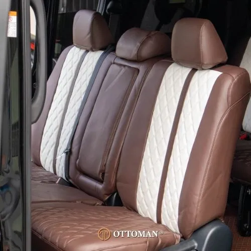 Toyota Voxy fitted with White & Brown + Brown seat covers