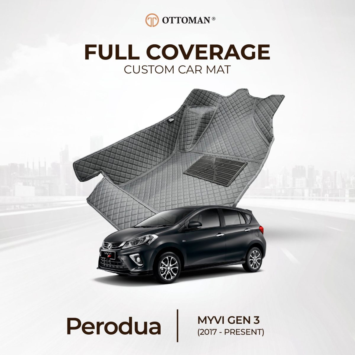 Perodua Myvi (2017-Present) Ottoman Car Mat - Image 1