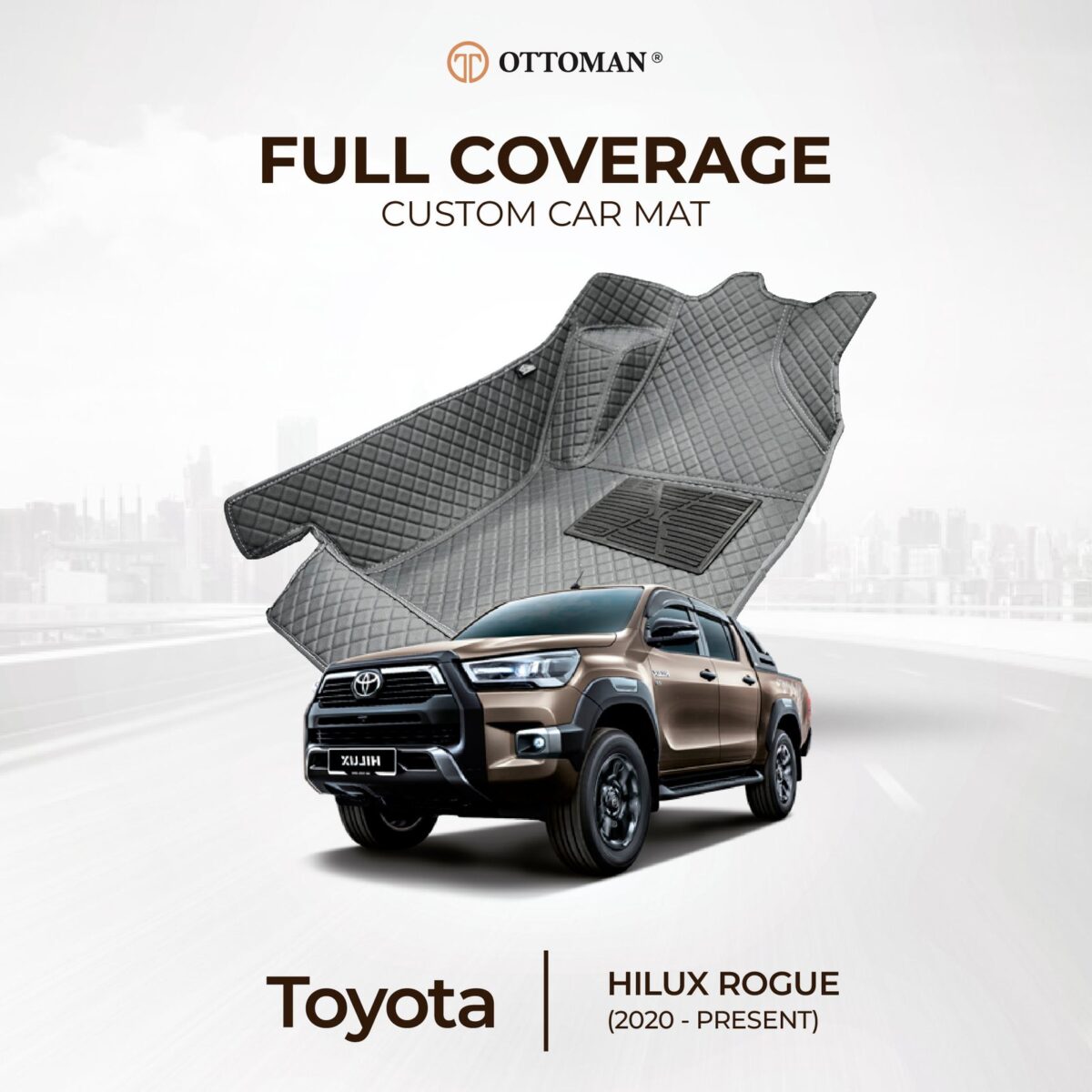 Toyota Hilux Rogue (2020-Present) Ottoman Car Mat - Image 1